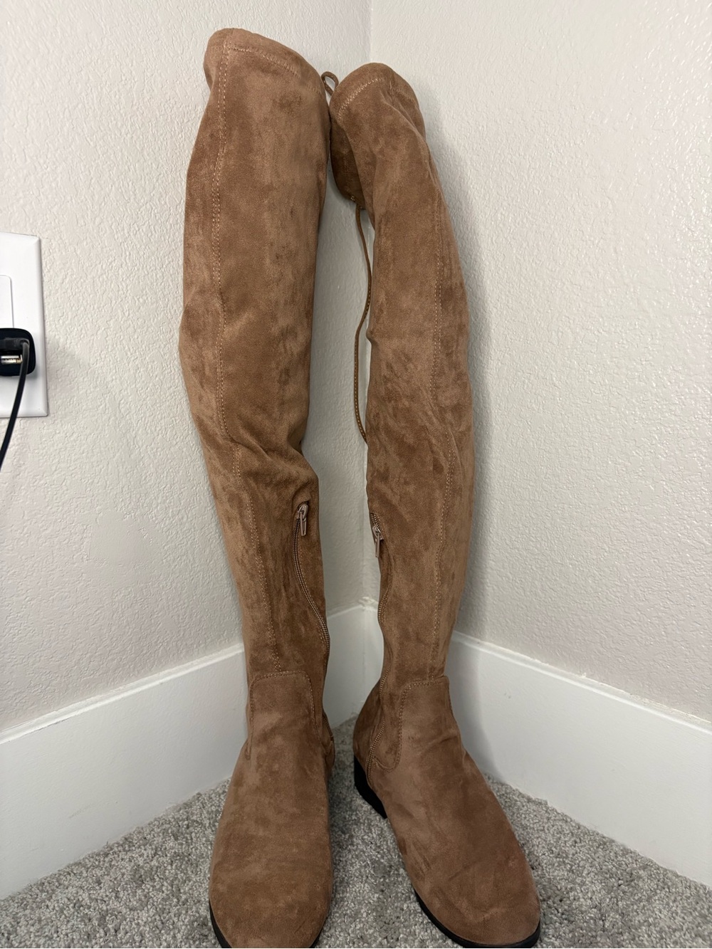 Forever 21 Tan Over-the-Knee Suede Boots